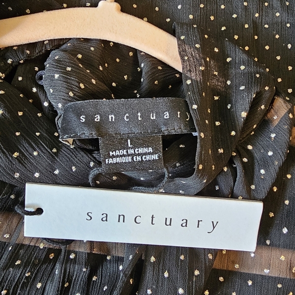 SANCTUARY Sheer Volume Metallic Top in Black, Size Large - Picture 6 of 10